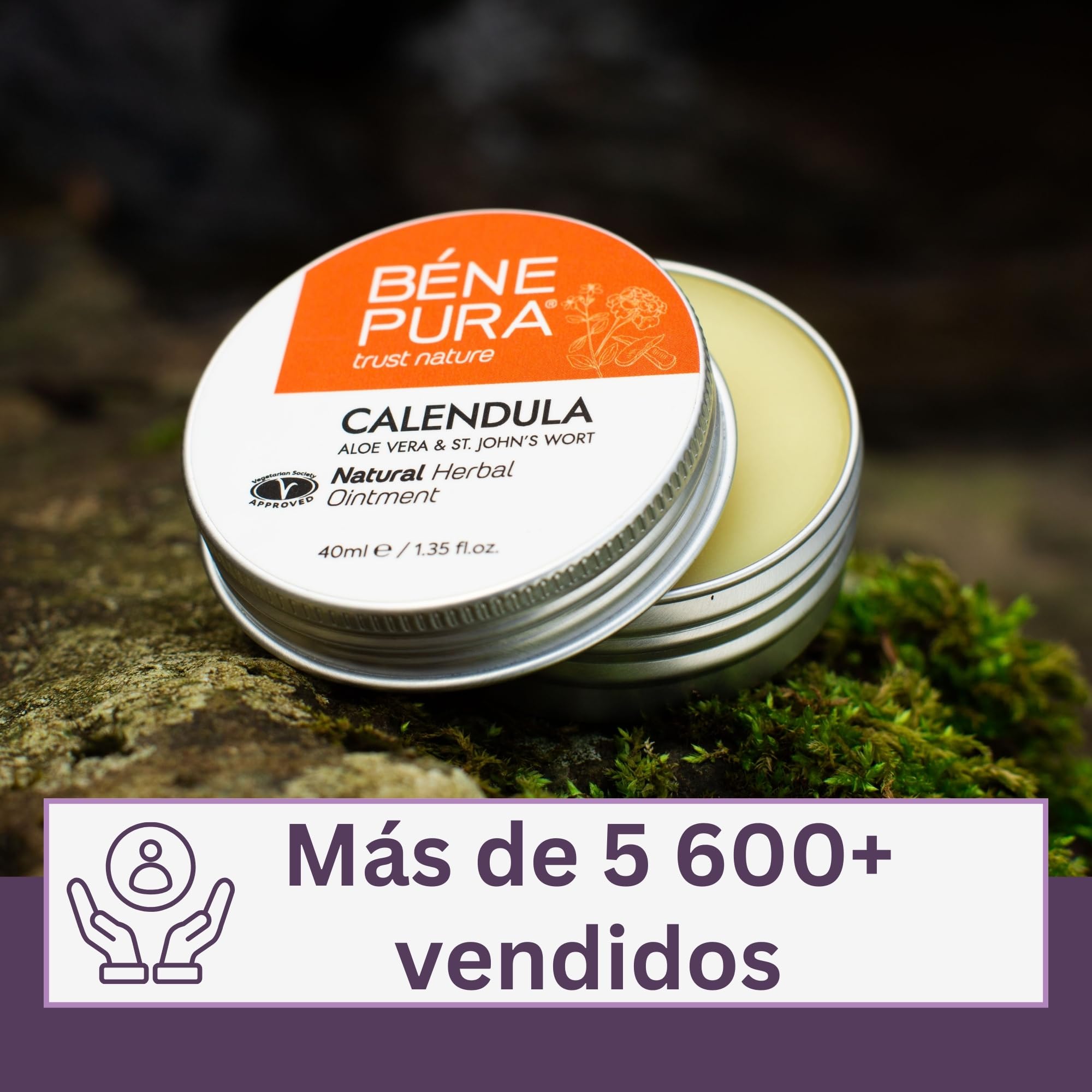 BenePura Pomada Caléndula, Pomada Natural para Heridas y Quemaduras Leves en la Piel con Aloe Vera y Hierba de San Juan, 40 ml