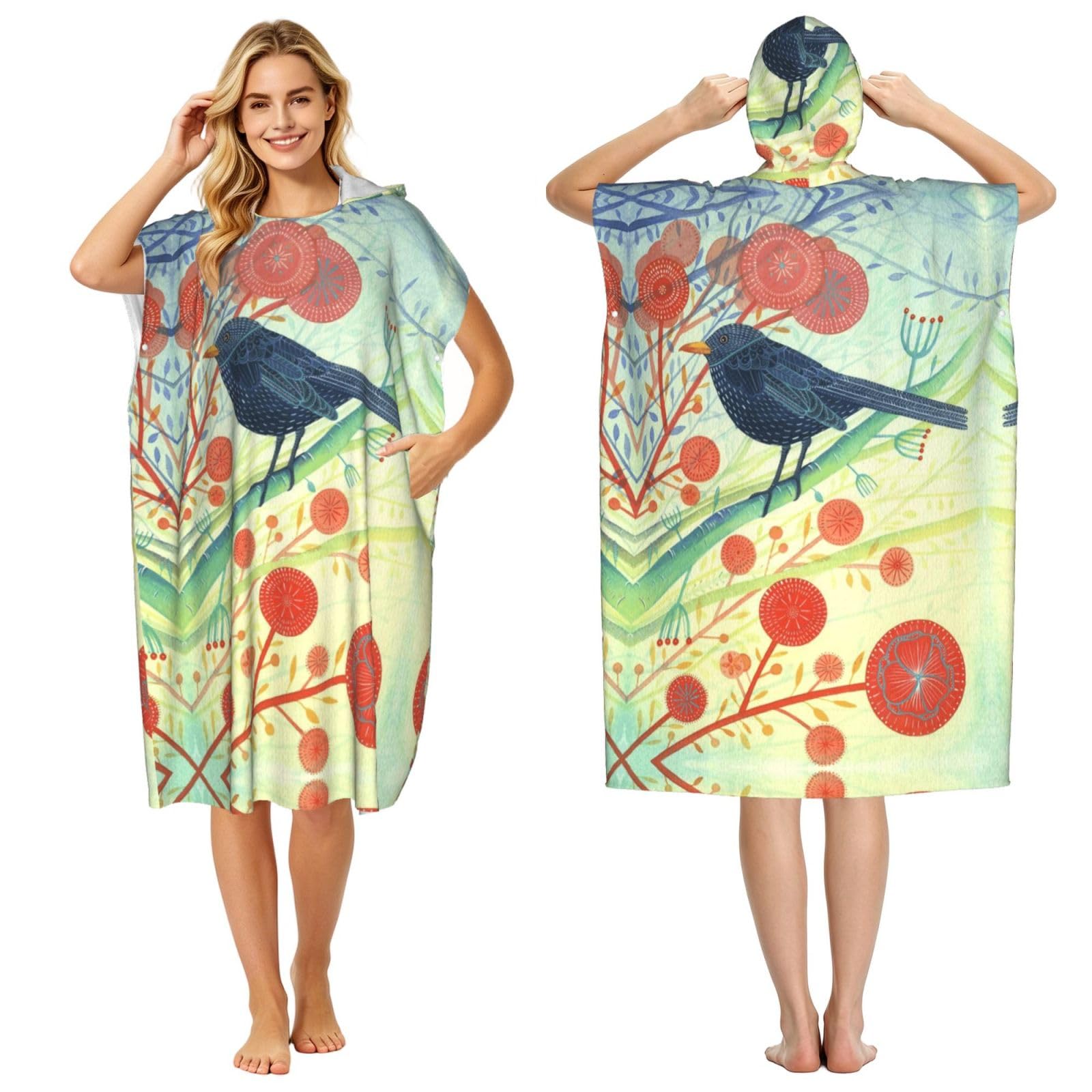 Peignoir à capuche adulte poncho pour se changer à la plage