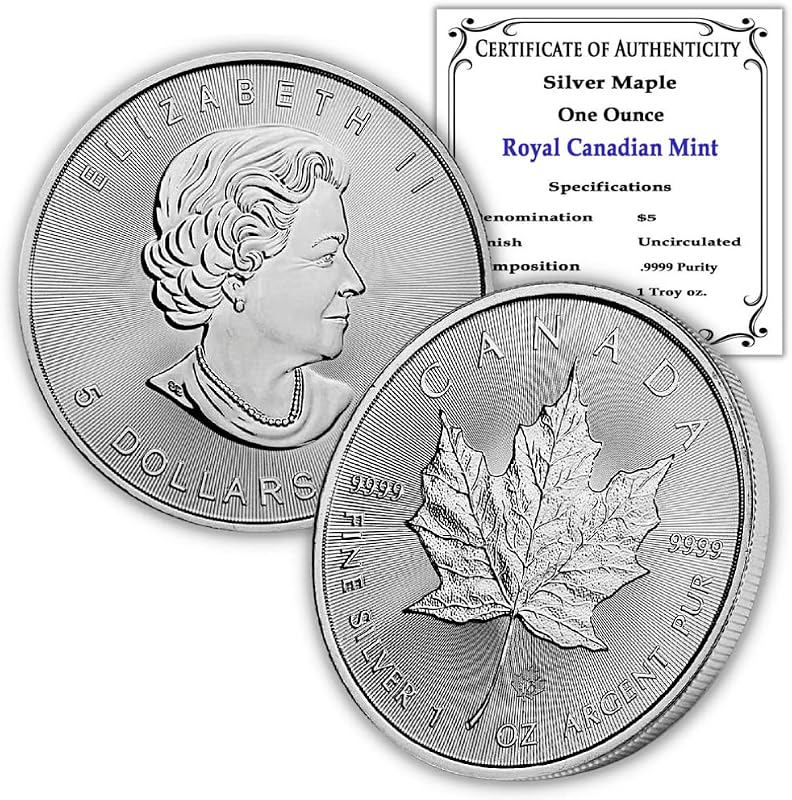 1988 - Presente (Año Aleatorio) 1 oz Hoja de Arce de Plata Canadiense $5 Vendedor BU | Brillante sin circular con certificado de autenticidad