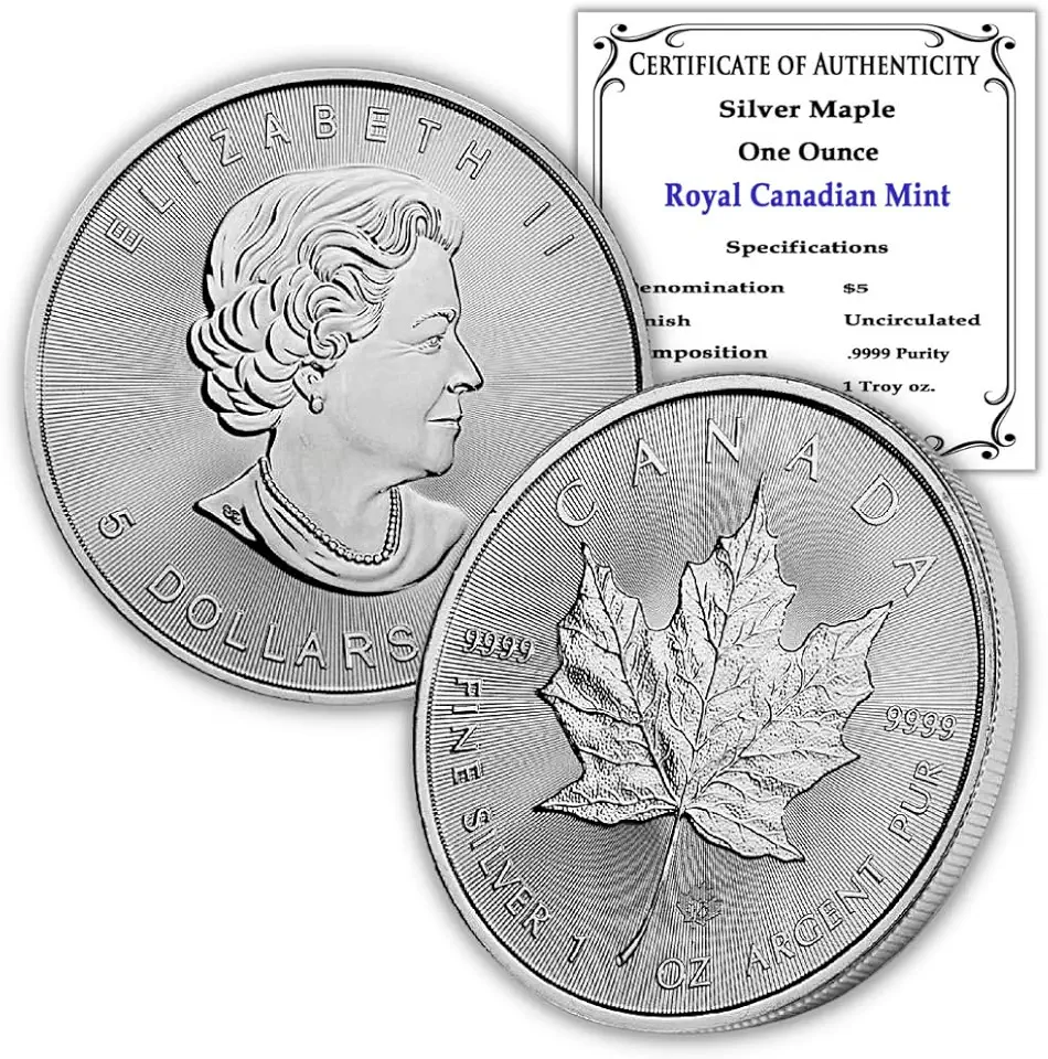 Canadian Maple Leaf 1 oz Silver Coin (Random Year, BU)