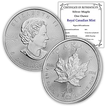 1988 - Present Random Year 1 oz Canadian Silver Maple Leaf Coin Brilliant Uncirculated with Certificate of Authenticity $5 Seller BU