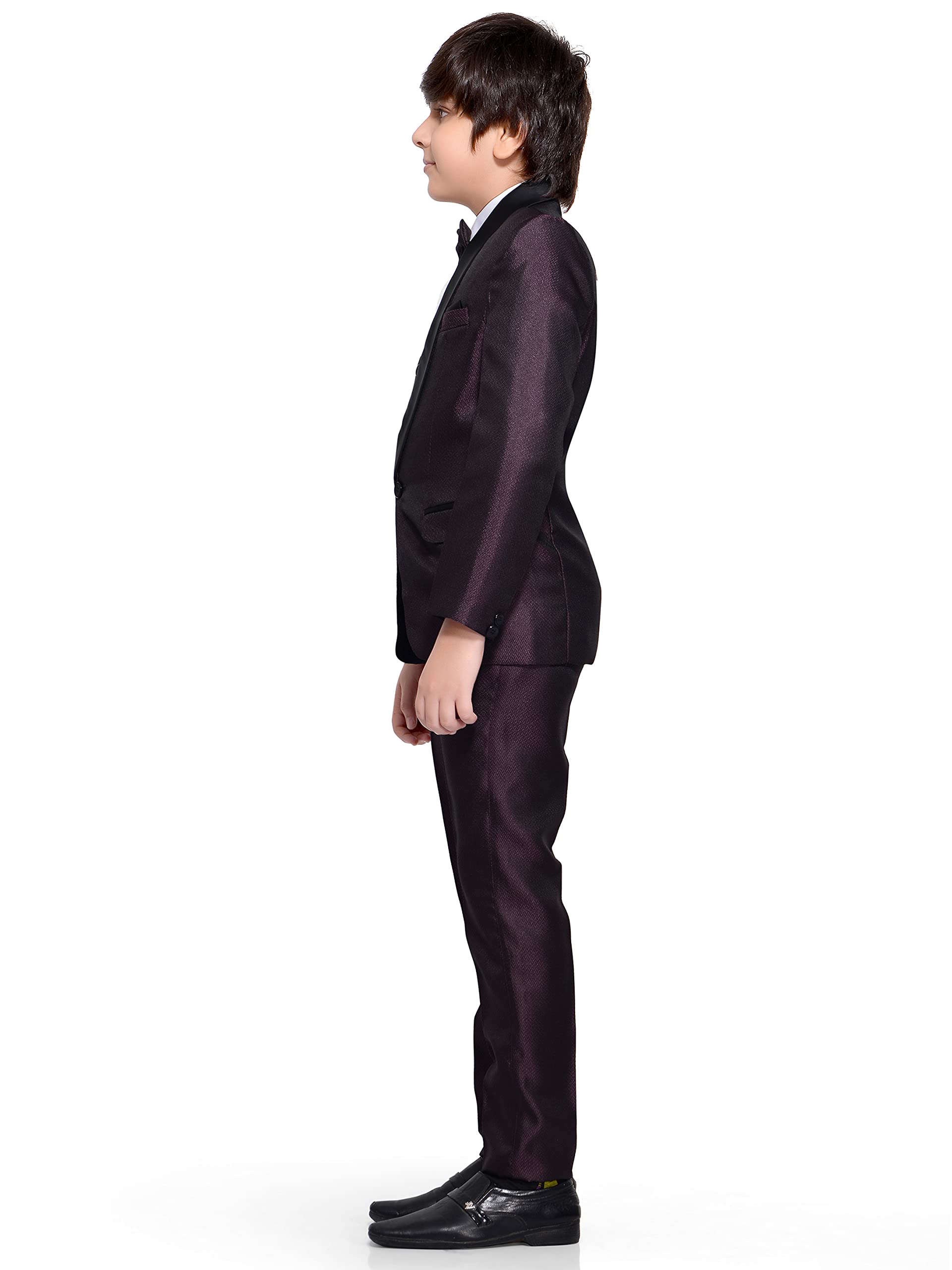 Jeetethnics Boys Purple Coat Suit Set with Waistcoat Shirt and Trousers (9091)