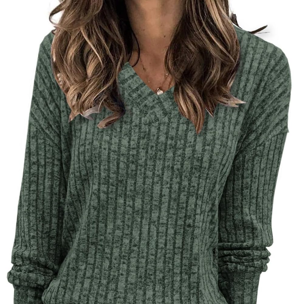 Camisetas de otoño para mujer, ligeras, de manga larga, cuello en V, camisas para mujer, ropa informal de otoño