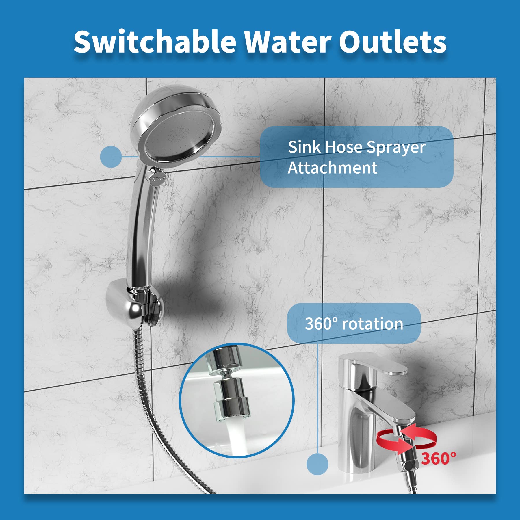 Sink Hose Dog Shower Sprayer Attachment, Female Aerator and Hand Spray