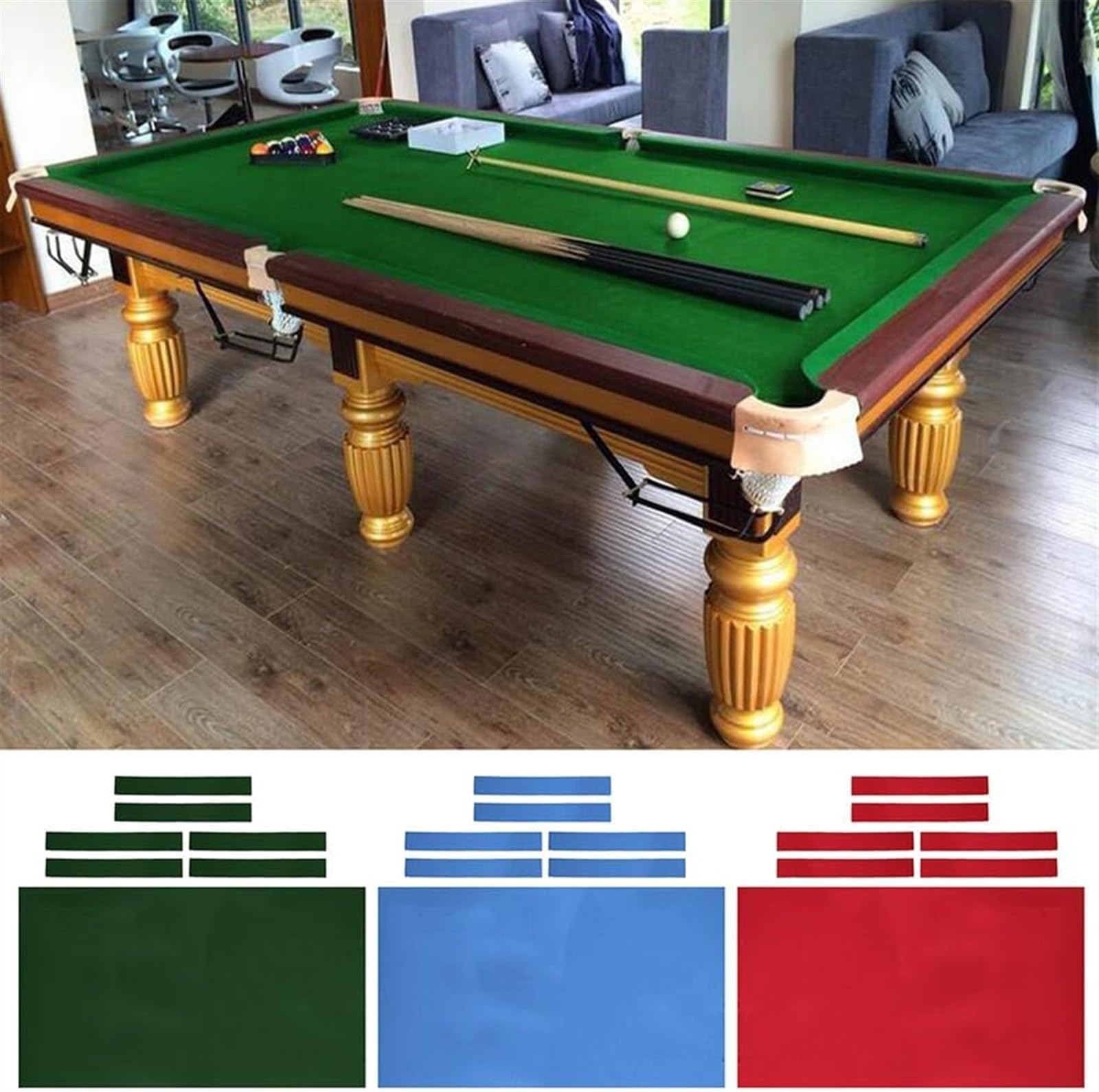 HYQNG Billardtuch Aus Wolle - Für 9FT Tische, Blau