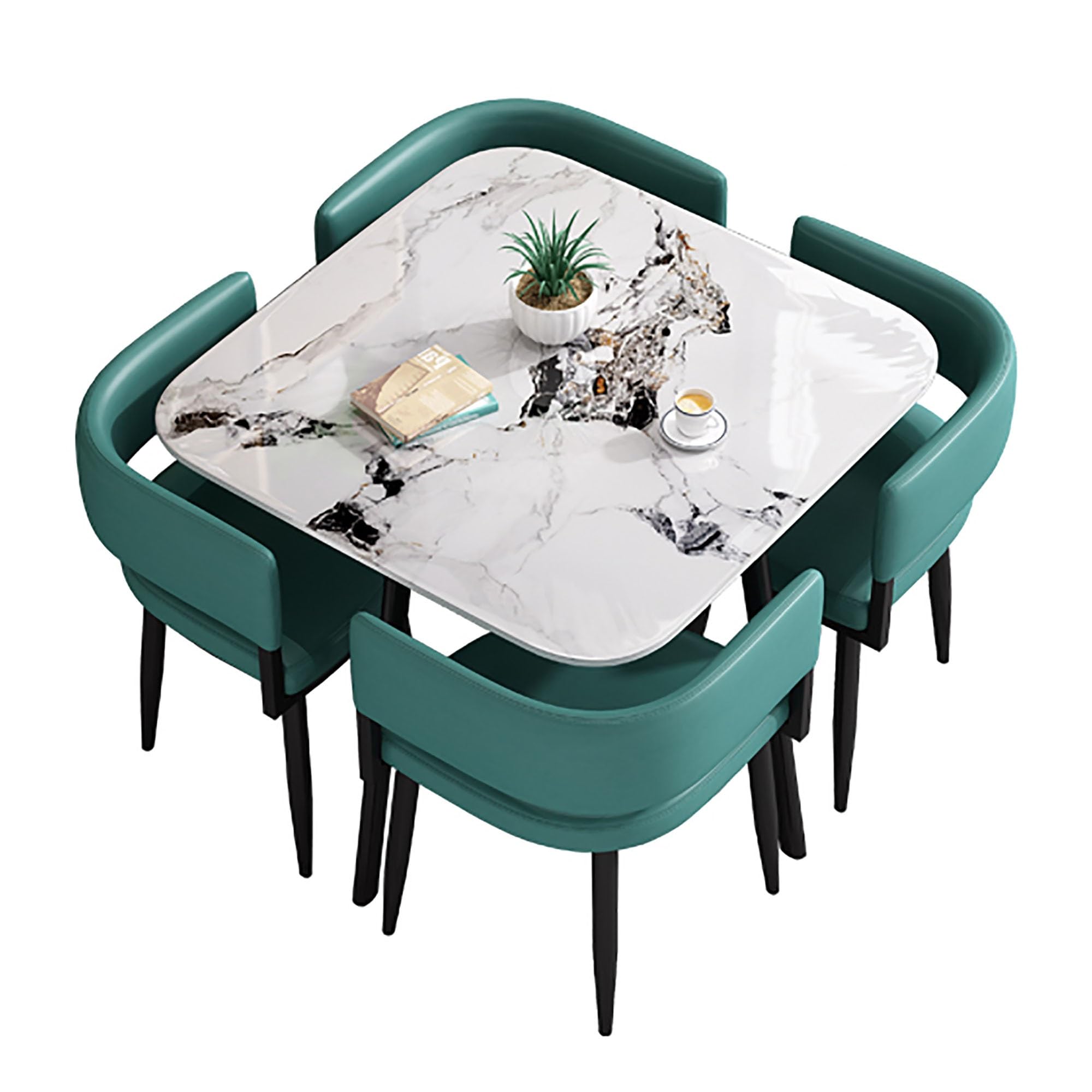 WOTZOV Contemporary 5 Piece Dining Set With Square/Round Table And 4 Chairs Ideal For Small Spaces,Square f 80cm/31.5in