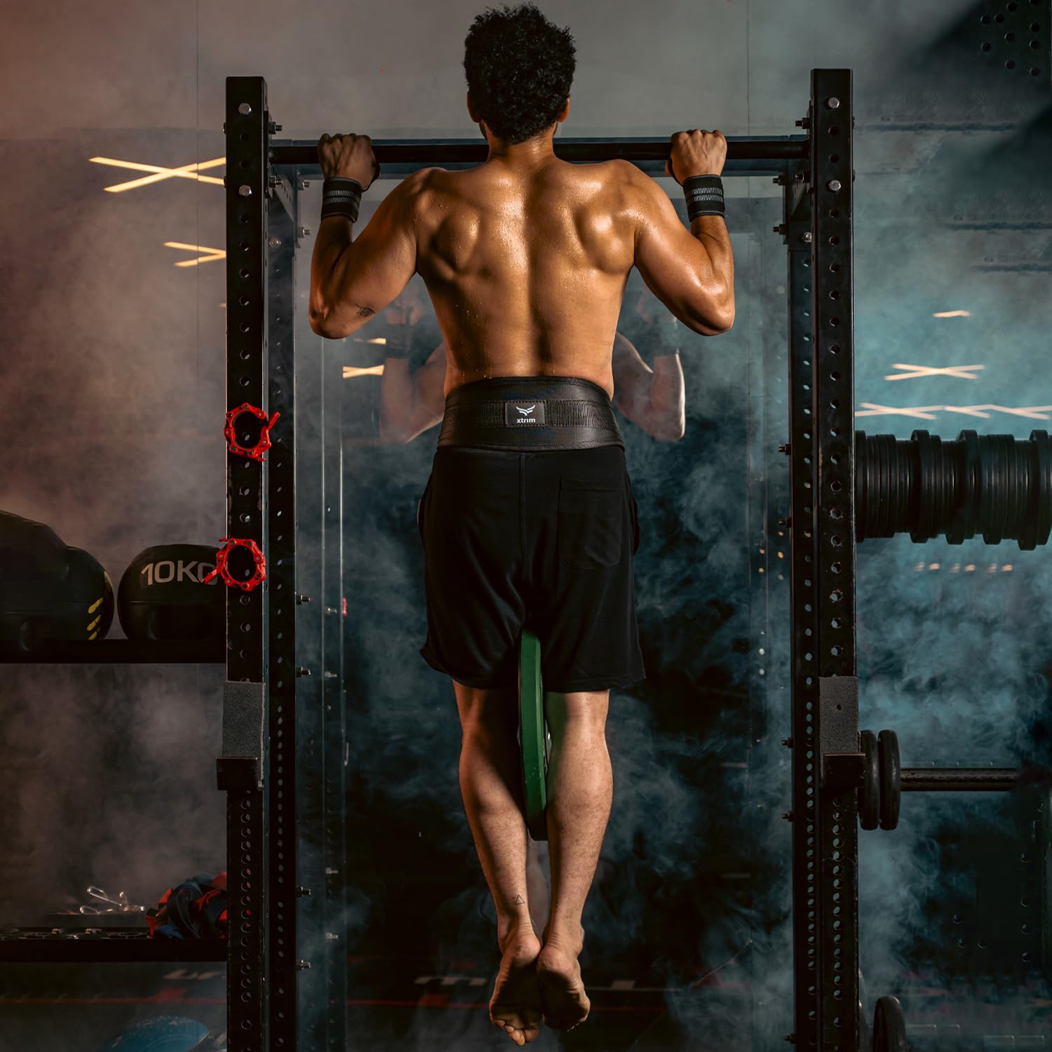 XTRIM Unisex Dipping Belt with Adjustable 36-inch Heavy-duty Steel Chain for Gym & Fitness Workout and Strength Training, Contoured-Shape, Carabiner Mechanism (Black)