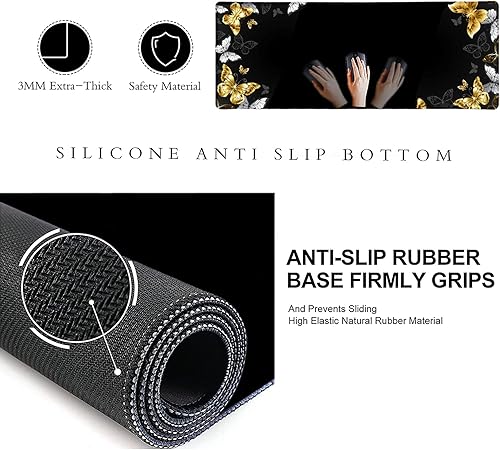 Miniatura 3 de LTHAOGUO Tapete grande para mouse con diseño de hojas y flores y flores, tapete largo para computadora de juegos, para mujeres y hombres,