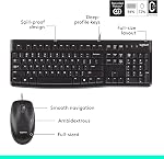 Logitech MK120 Wired Keyboard and Mouse Combo for Windows, Optical Wired Mouse, Full-Size Keyboard, USB Plug-and-Play, Compatible with PC, Laptop - Black