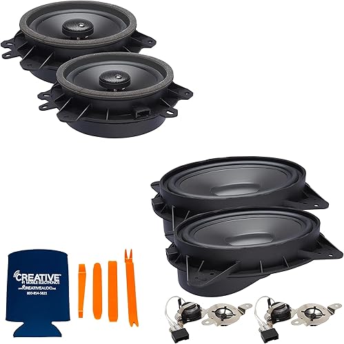 PowerBass Altavoces de repuesto directo de la serie OE con tweeters delanteros compatibles con Toyota Tundra Double & Access Cabs 07-20
