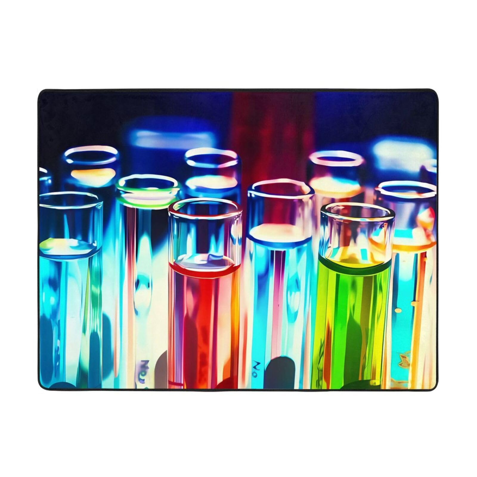 Chemie-Reagenzglas-Drucke, gut verarbeitet, rutschfester Bodenbelag, 160 x 121,9 cm, Plüsch-Komfort für Zuhause und Büro
