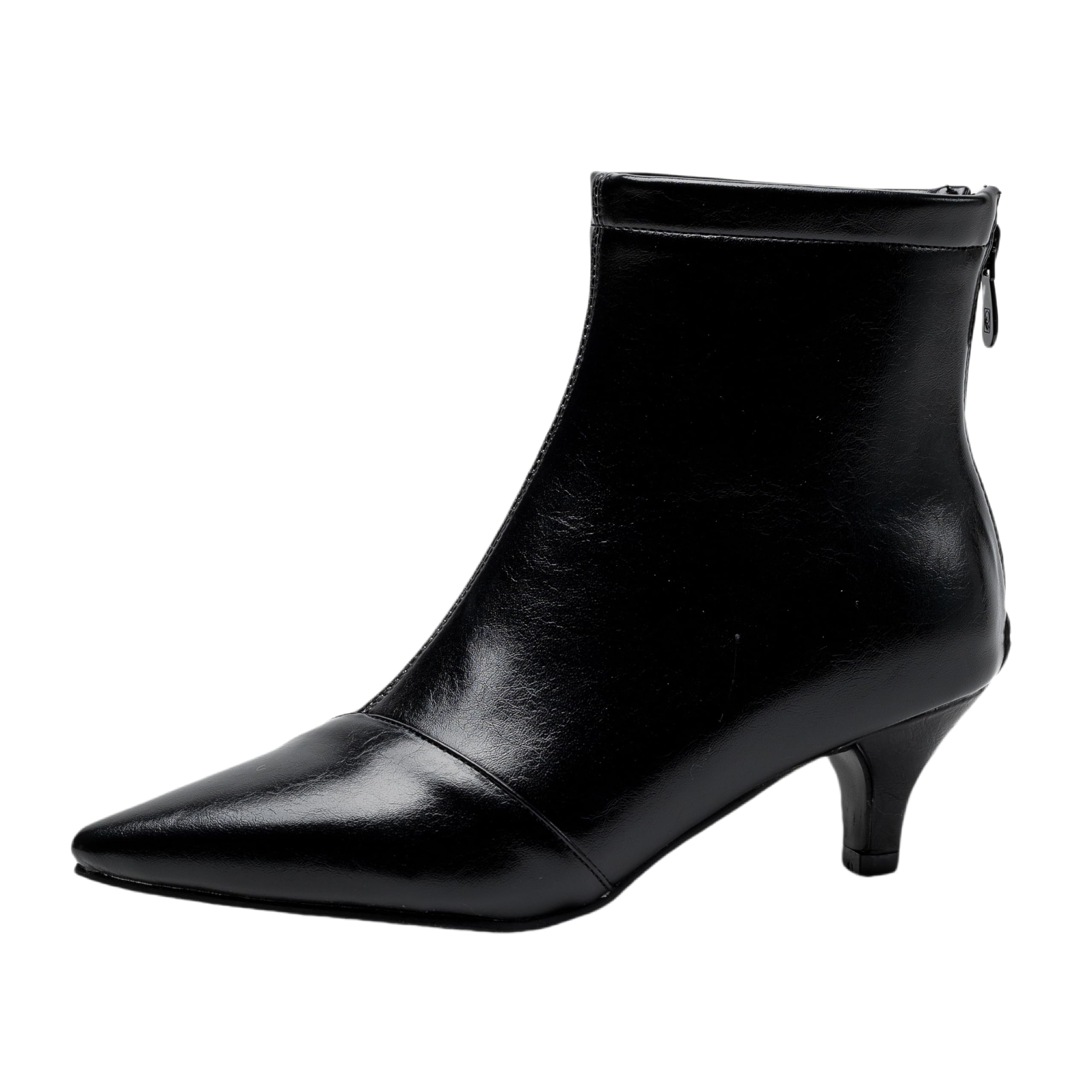 BEAUPAS Women's Ankle Booties Low Kitten Heels Ankle Boots Back Zip Pointed Toe Short Boots Dress Shoes