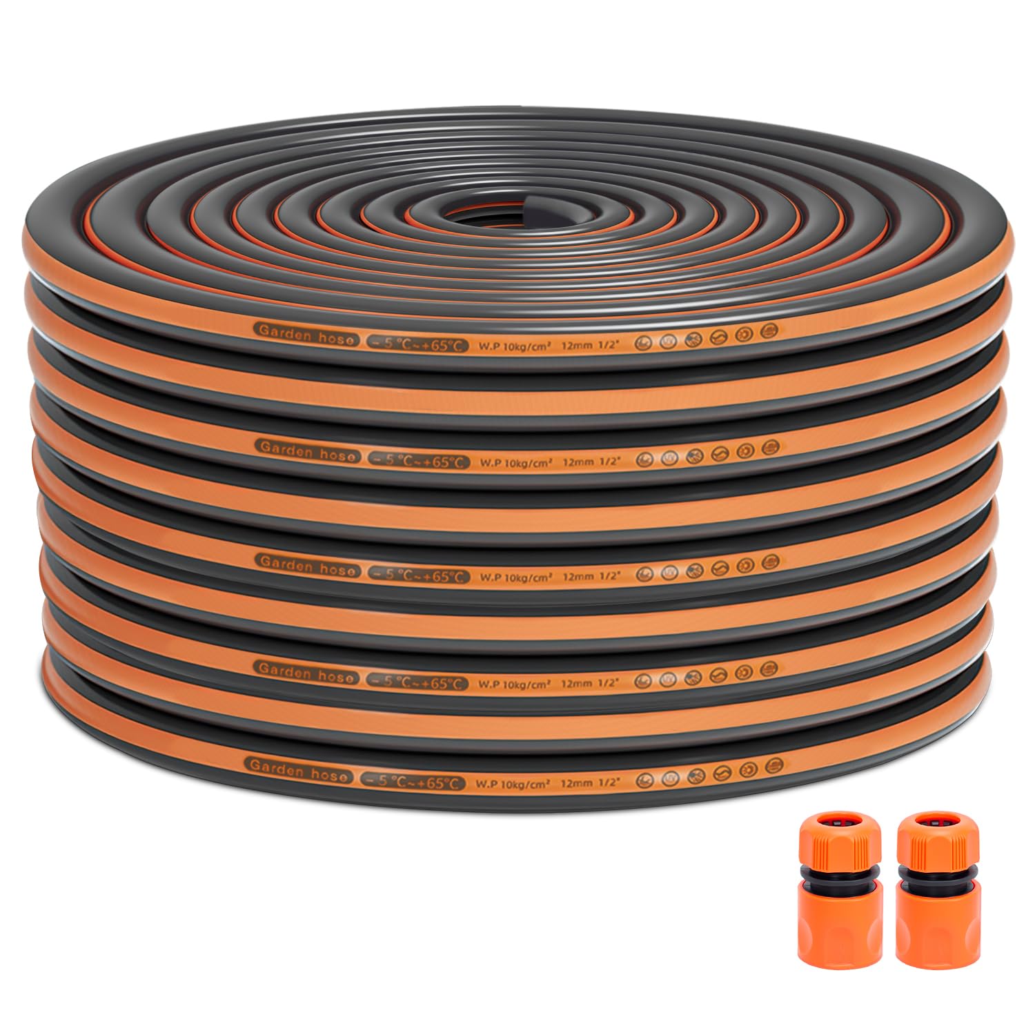 VReder Hose Pipe, 1/2” Heavy Duty Garden Hose, 4-Layered Burst-Proof Reinforced PVC Water Hose with Quick Connect, Kink-Free Flexible Hose for Garden Irrigation Car Washing Watering (30 Metres)