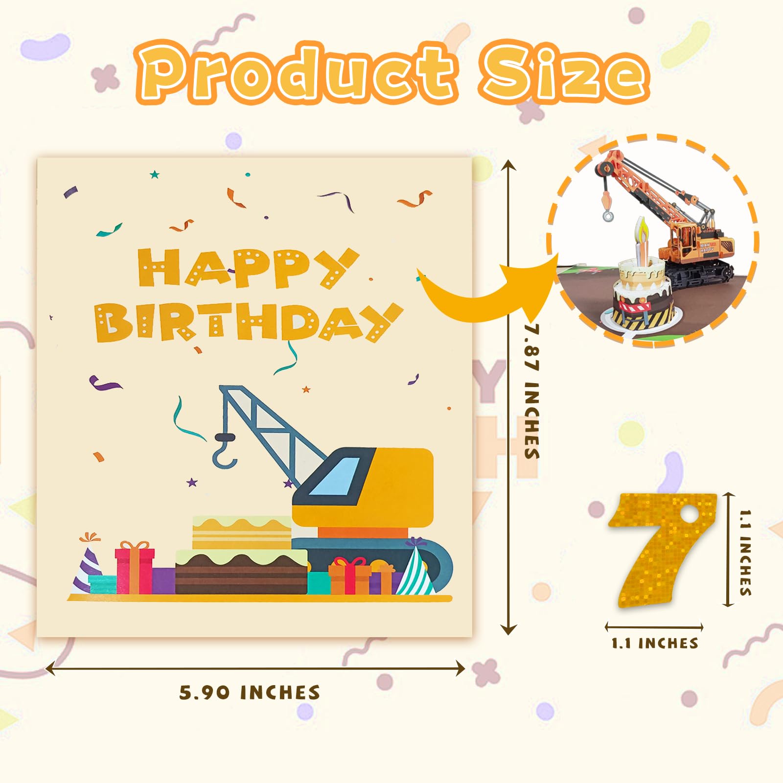 Amazon.com : DTESL 3D Greeting Pop Up 7th Birthday Card with light