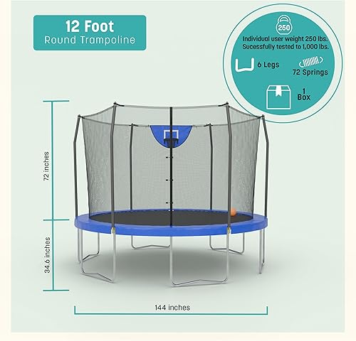 Miniatura 8 de Skywalker Trampolines Jump N Dunk Trampoline with Enclosure Net 8FT 12FT 15FT - Basketball Trampoline