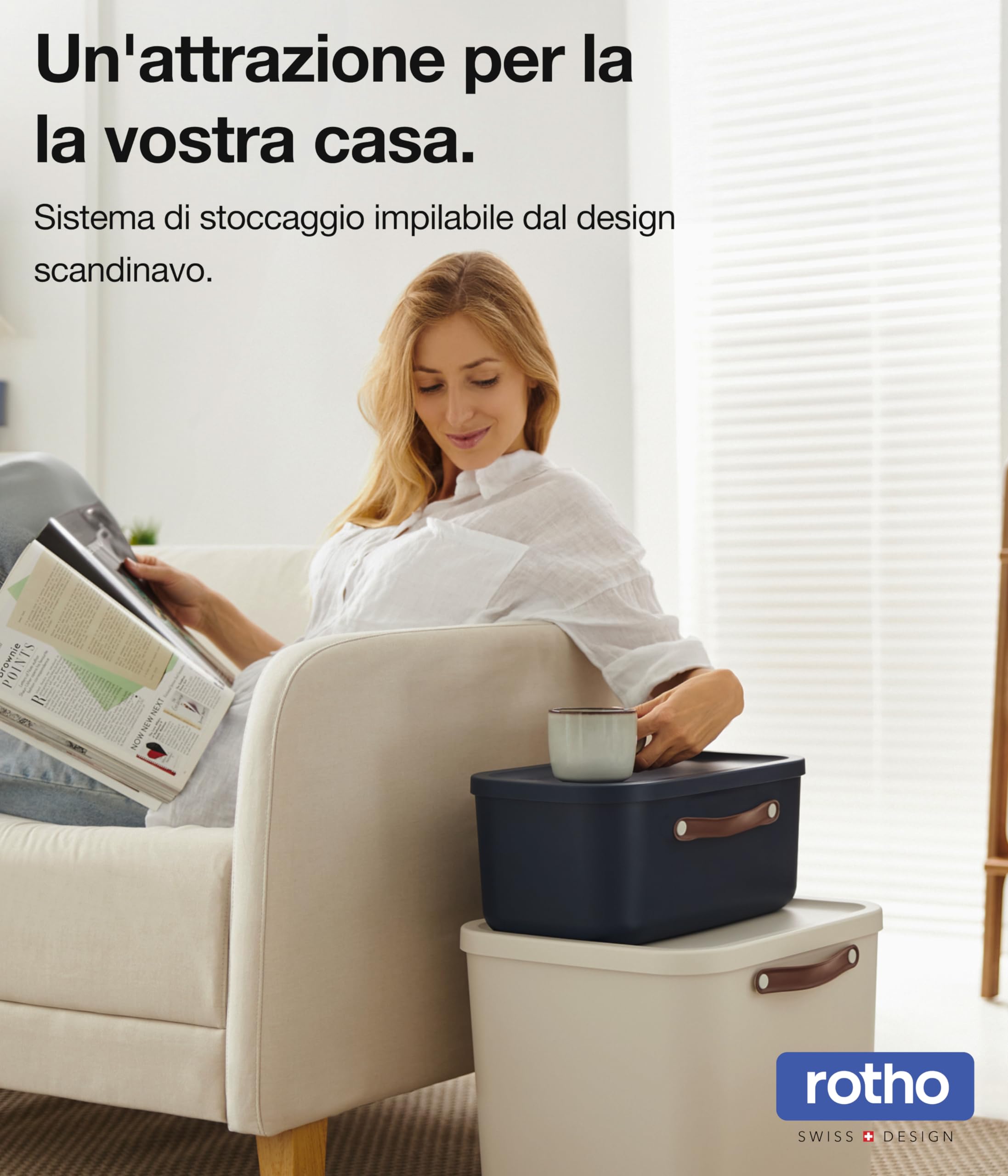 Rotho Maloja Scatola di stoccaggio 40 l, Plastica (PP riciclato), 40 (39.5 x 38.0 x 34.0 cm)