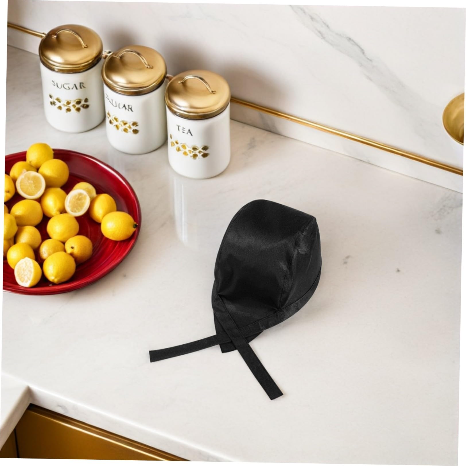 Gorro de Chef Negro 3 Piezas de Tela Ajustable para Trabajo