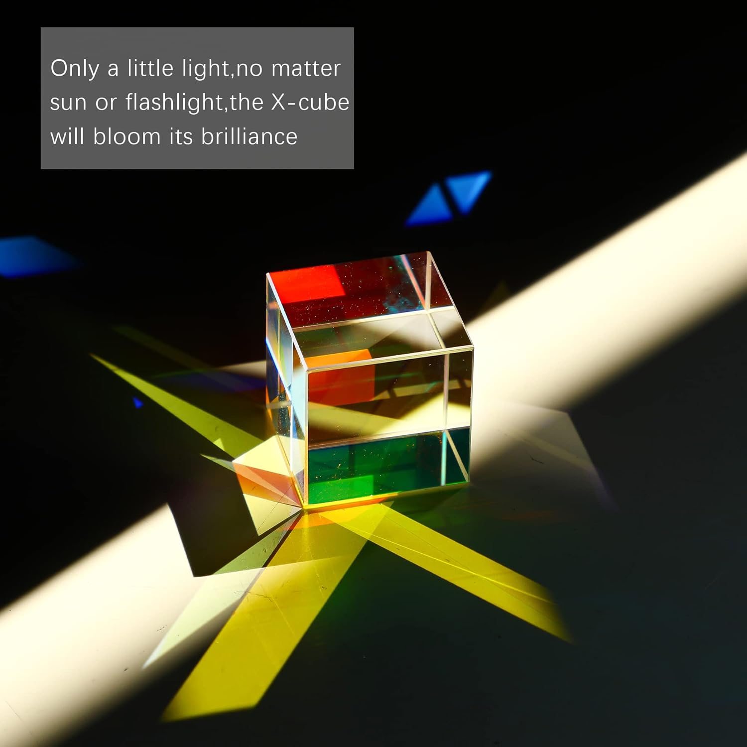 HDCRYSTALGIFTS 2pcs Crystal Prism Cube RGB Dispersion Optical Glass X-Cube Prism for Teaching