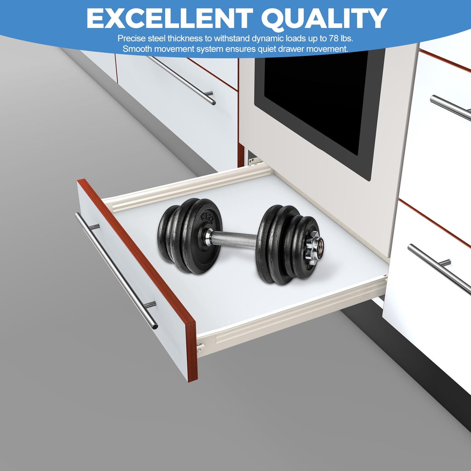 WingFly Undermount Drawer Slides Bottom Mount Pull Out Shelf Slider Under Mount Drawer Glides Full Extension Soft Close Drawer Runner Shelf Track 1 Pair for Kitchen Cabinet Drawer (12inch) - Image 4