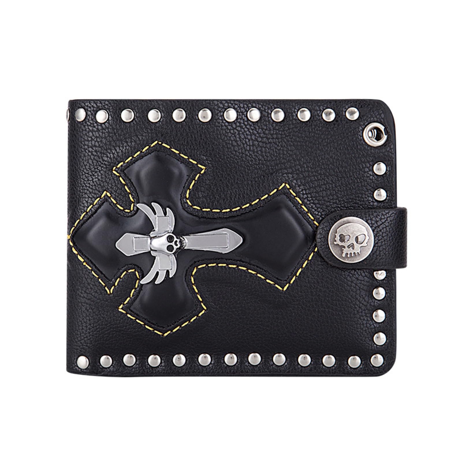 Cartera con Cadena para Hombre Cartera Punk for Hombre, Billetera Personalizada con Cruz y Cadena, Billetera de Motociclista