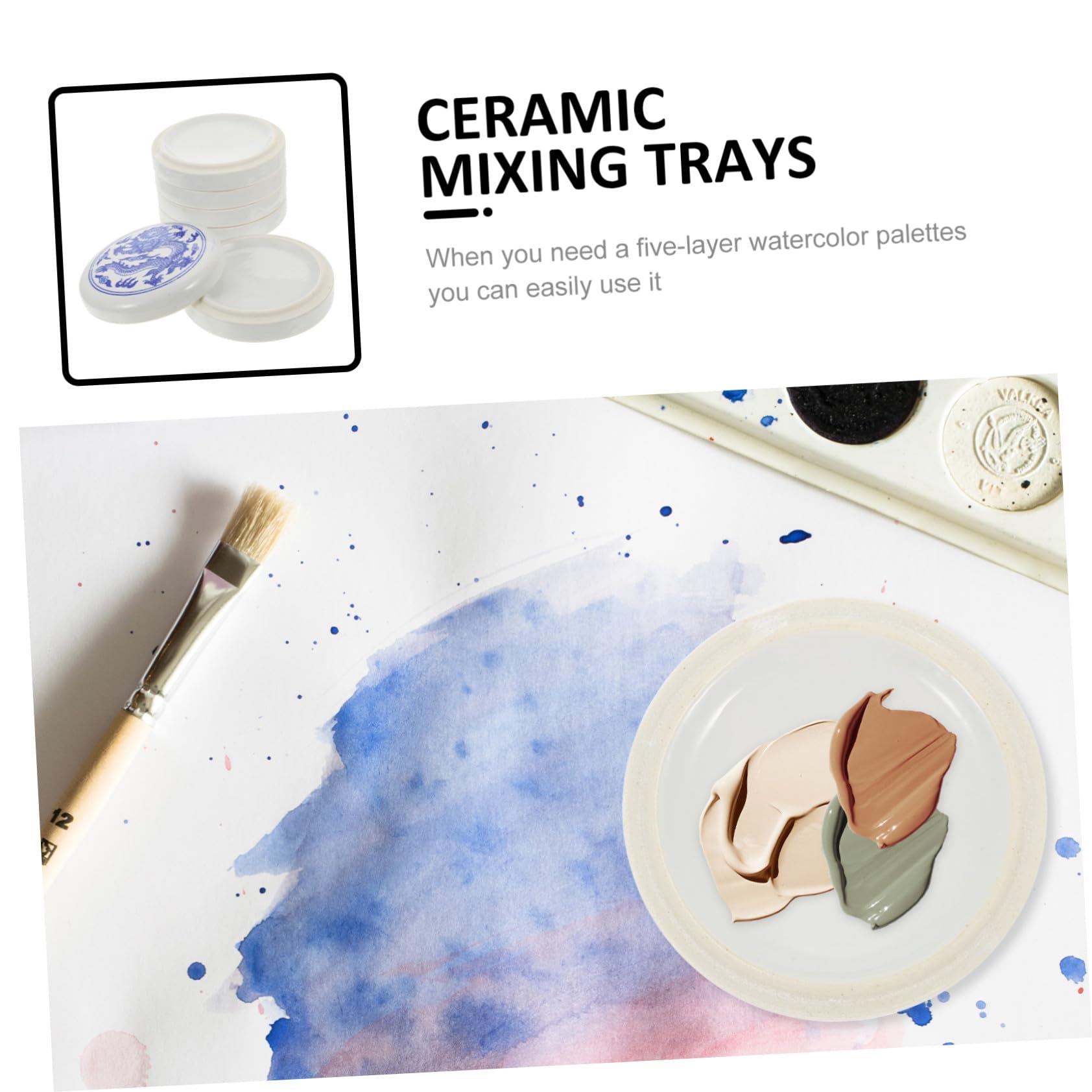 Keramik Mischpalette Stapelbar Langlebig Praktisches Aquarell Mischtablett für Künstler Malen DIY Malpalette für Anfänger und Profis