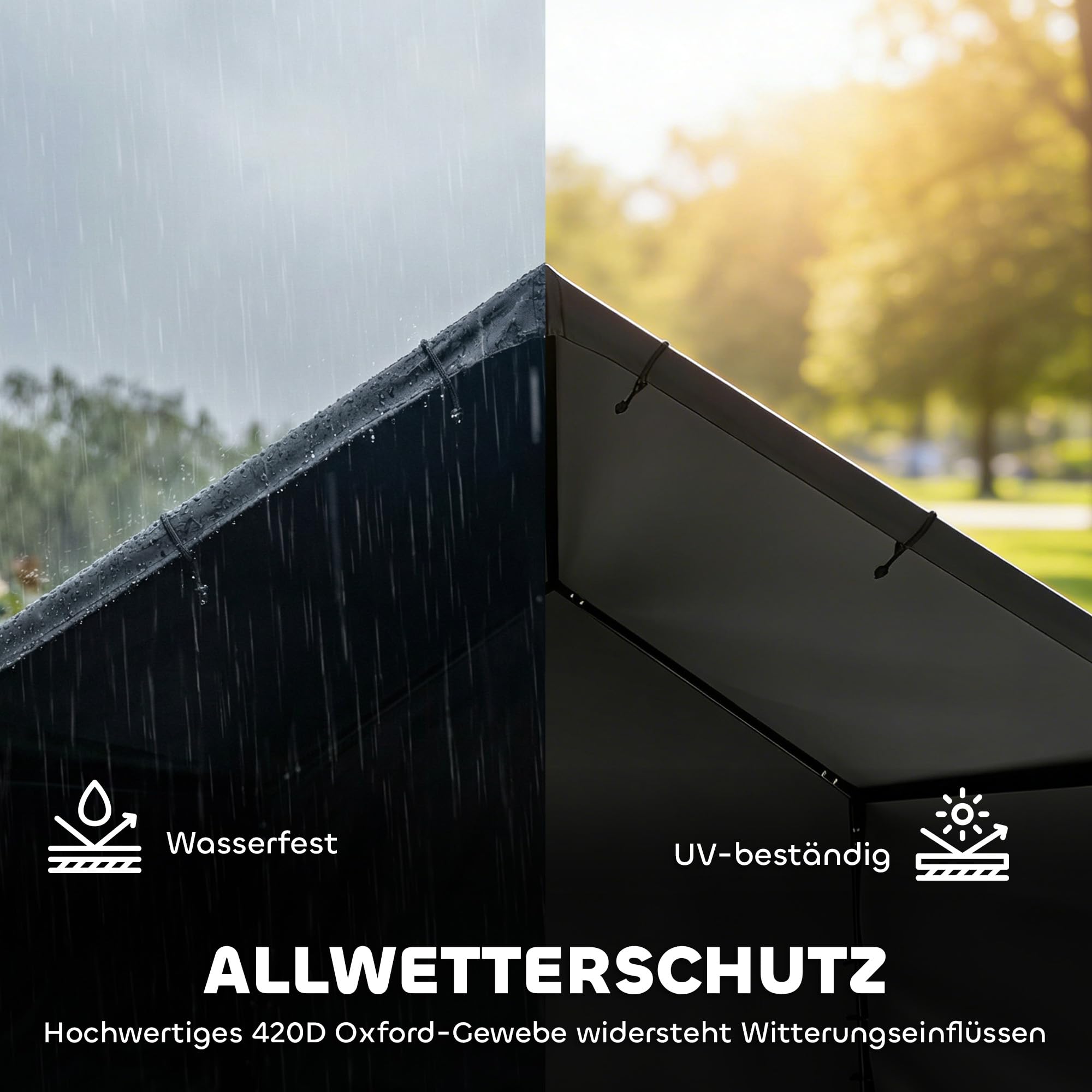 PawHut Hundehütte Hundehaus mit Wasser- und UV-beständiger Überdachung, 125 x 110 x 93 cm Outdoor Hütte für kleine mittelgroße große Hunde bis 30 kg, Indoor, Outdoor Schwarz