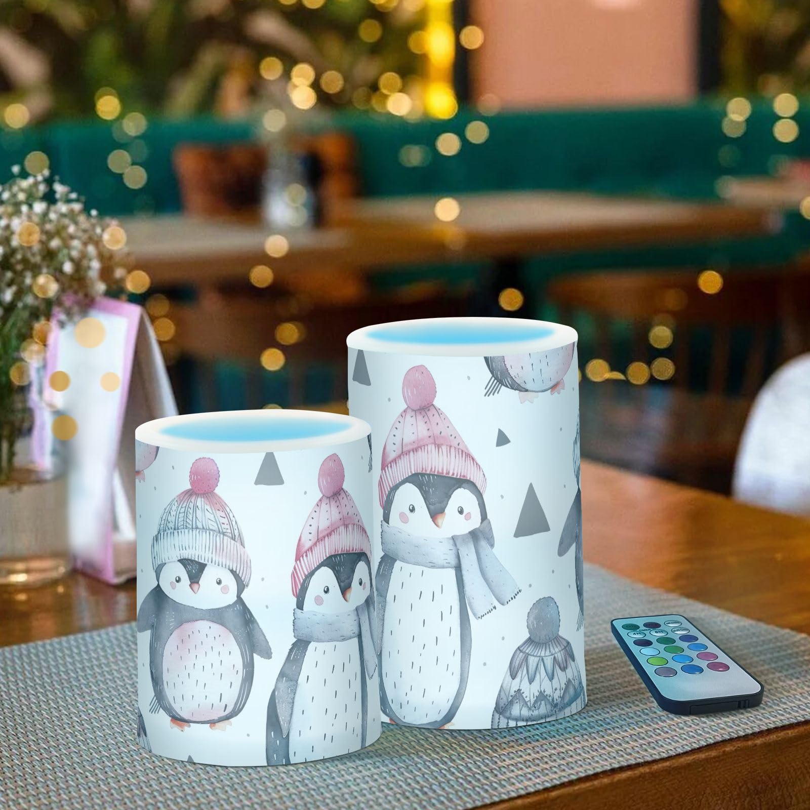 Amazon.com: Coikll Penguin Wearing A Hat Flameless Candles Color