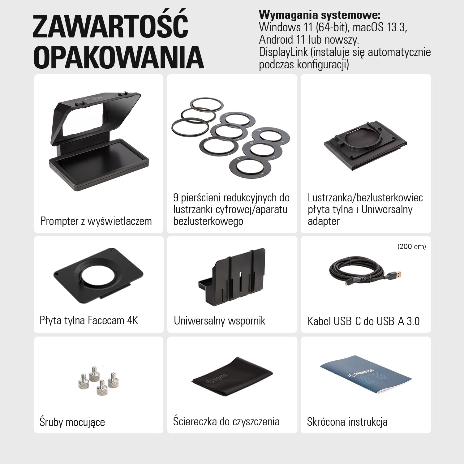 Elgato Prompter – Teleprompter z wbudowanym ekranem do YouTube, Twitch, Zoom, MS Teams i więcej, obsługuje DSLR/Webcam/Smartphone, funkcja przeciągnij i upuść na monitorze, działa z Mac/PC&Stream Deck | Kompatybilny z ekranem 9-calowym/YouTube/Twitch/Zoom
