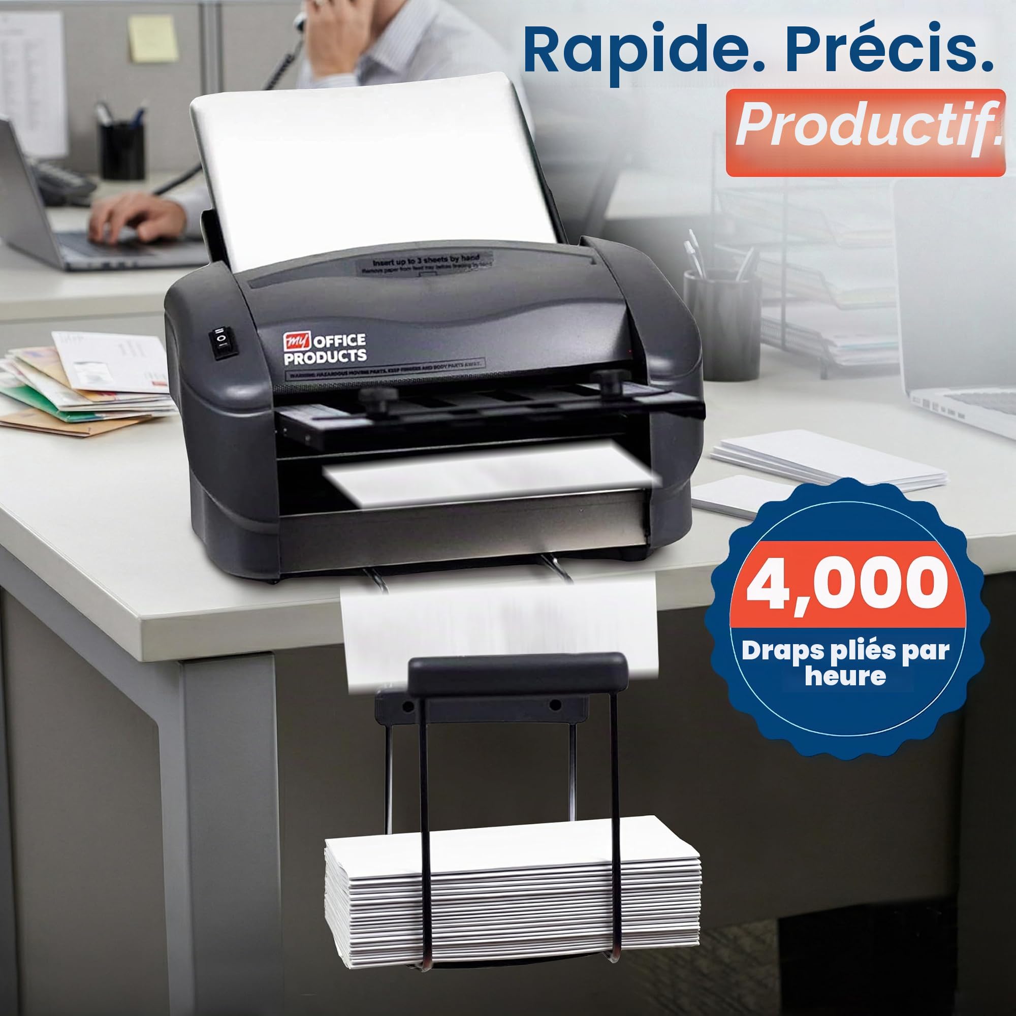 Martin Yale P7500 Plieuse de papier à alimentation automatique, 4000 feuilles/heure, plis en lettre, en deux, en Z, parallèle double, plie du papier 21,6 x 27,9 cm et 21,6 × 35,6 cm, 75 g/m²