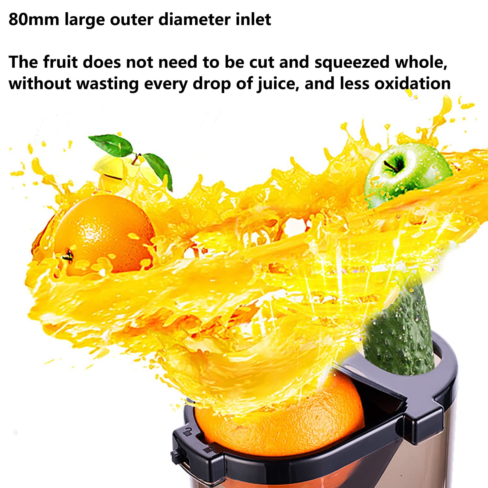 MIIKHI Wide Chute Slow Masticating Juicer Extractor Cold Press Vertical Juicer Machine with Quiet Motor & Reverse Function for High Nutrient Fruit and Vegetable Juice, BPA Free (Color : R, Red
