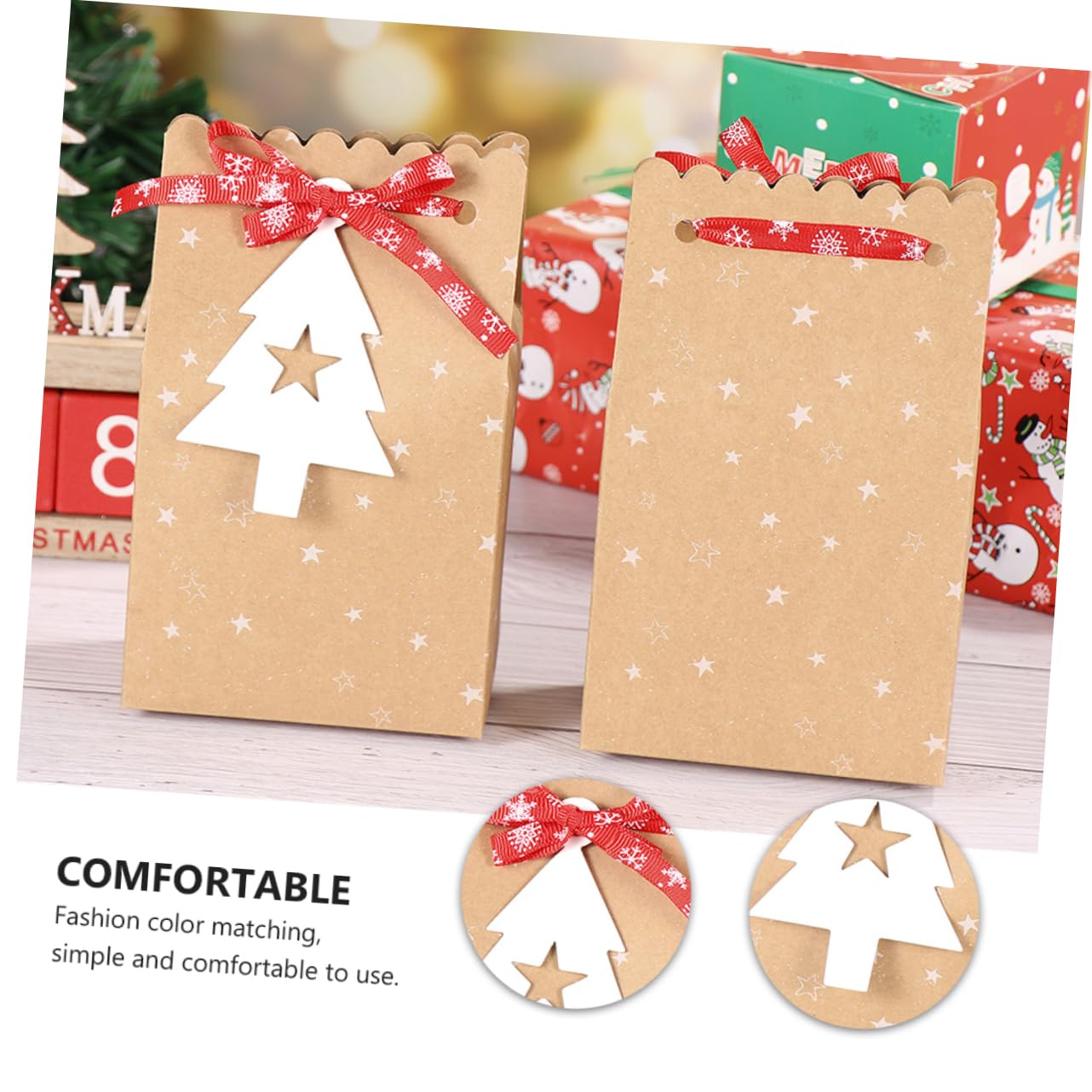 HAPINARY 24pezzi Sacchetti Per Caramelle Di Natale Materiali Di Colori Alla Moda Ecocompatibili e Motivi Natalizi Per Contenere Caramelle e Piccoli Regali