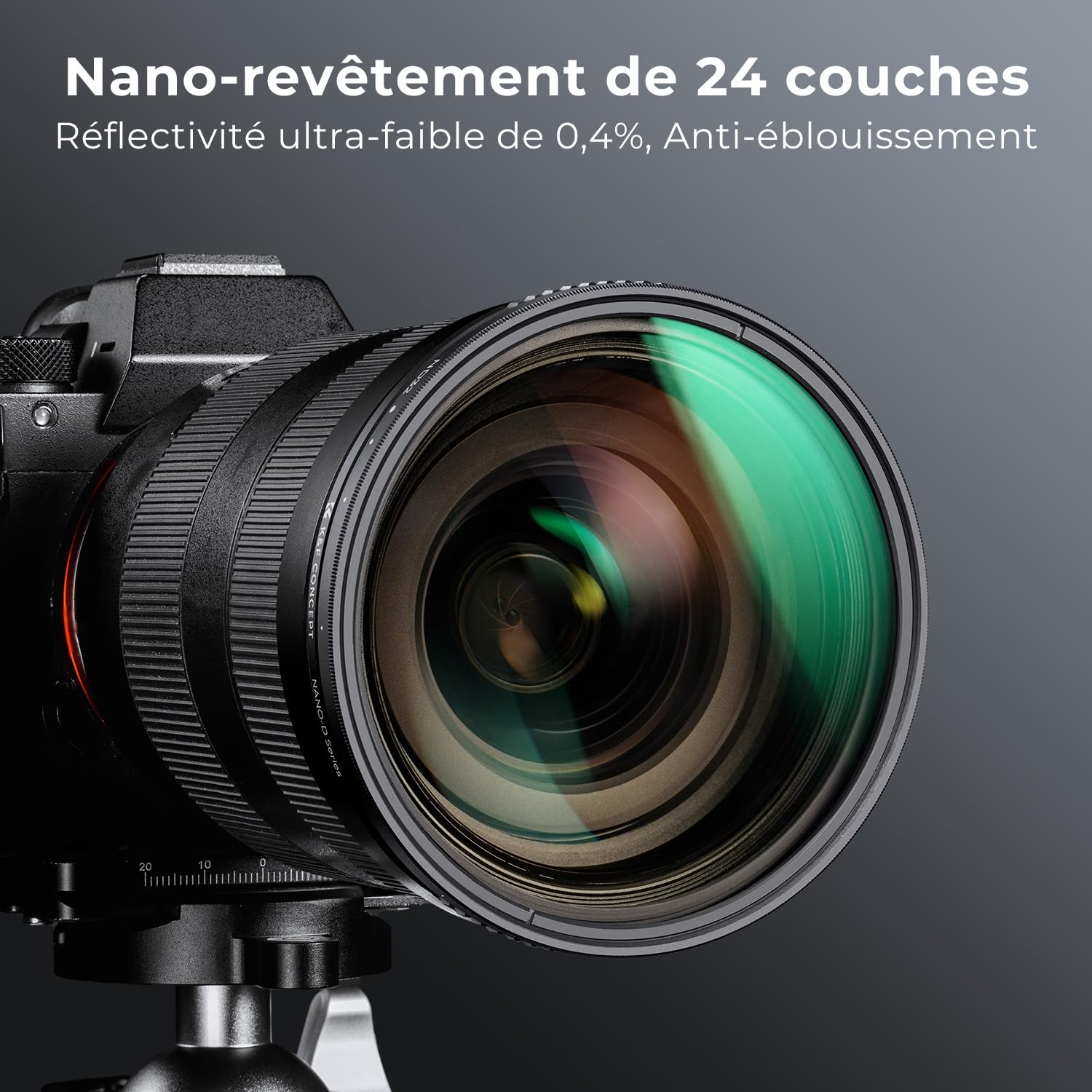 K&F CONCEPT Ø58mm Filtre ND2-ND32 1-5 Stops sans Croix Bleu ND Variable Densité Neutre pour Objectif Appareil Photo (D Série)