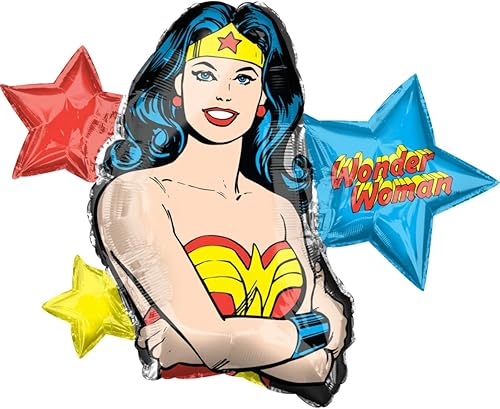 Anagram 38180 Wonder Woman - Globo de fiesta de Mylar de aluminio, 33 pulgadas, multicolor, paquete de 1