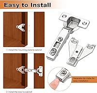 Vista 3 de Probrico Bisagras de gabinete de cocina de apertura suave, 10 pares (paquete de 20), bisagras ocultas de montaje en marco frontal de níquel satinado