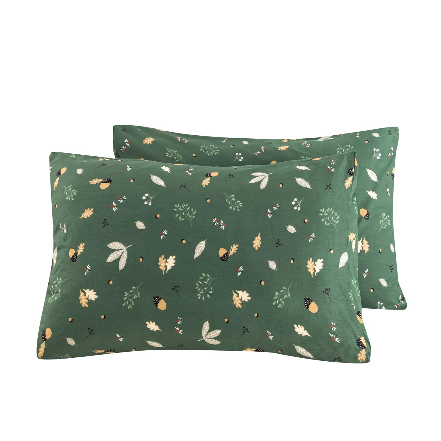 Floral Pillowcases Set of 2 King 100% Cotton Dragonfly Patterned Pillow Cases Envelope Closure Sage Green Decorative Bed Pillow Covers 2 Pack 20x36 Inches Pine Cone Flower Pillowcases Soft