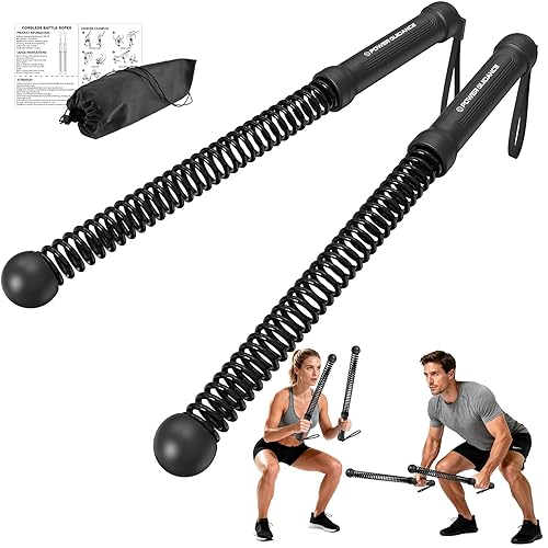 POWER GUIDENCE 2pcs Ropeless Battle Ropes for Home Gym, Portable