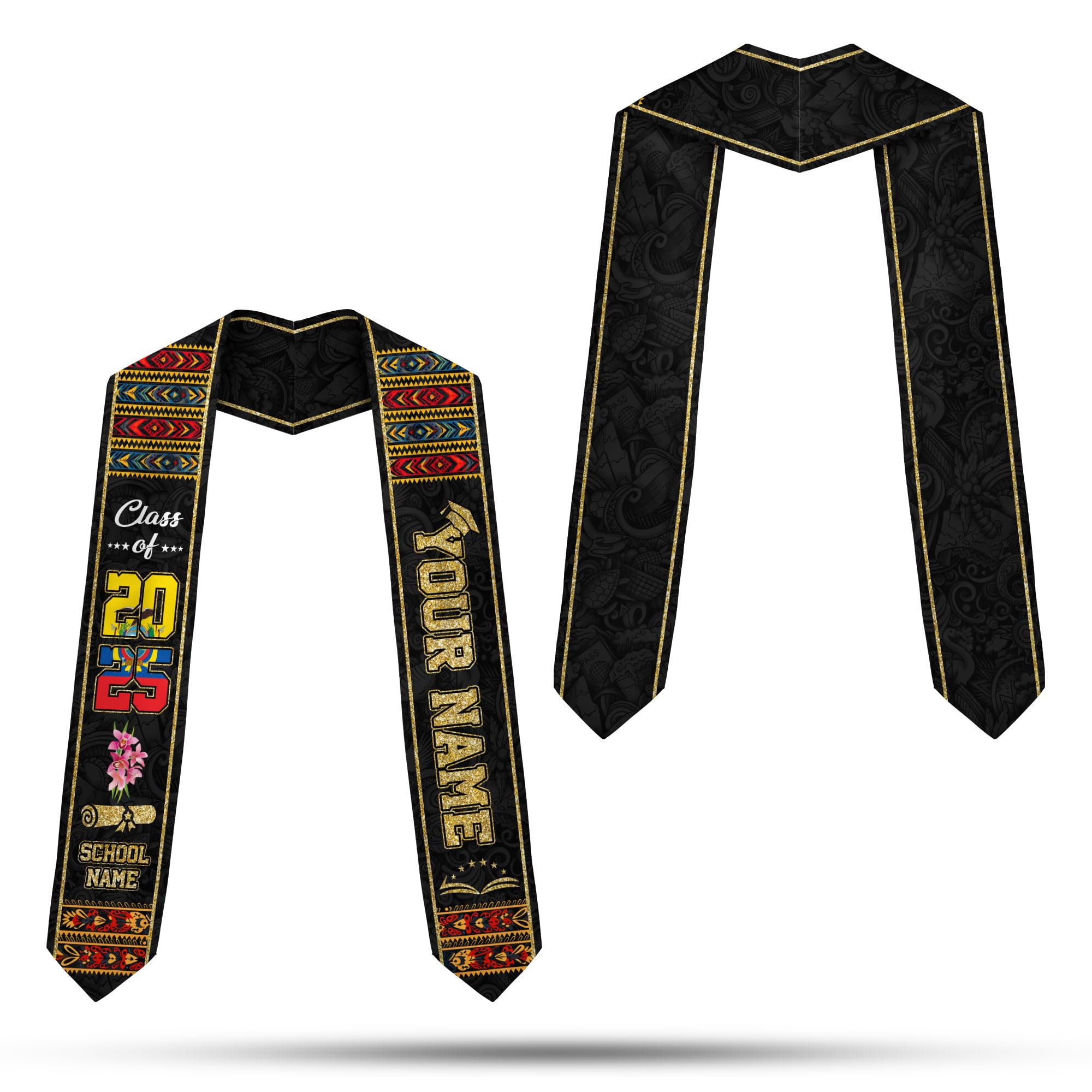 MonkeyVan Ecuador Graduation Stole, Ecuadorians American Flag Graduation Sash 2025, Ecuadorians Graduation Sash Style 5