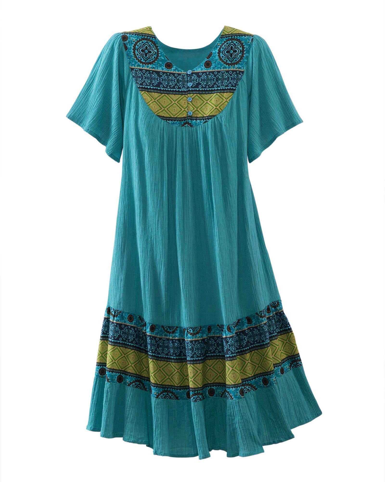 National Santa Fe Border Print Dress Womens Short Sleeve Crinkle | Desertcart Belize National Santa Fe Border Print Dress Womens Short Sleeve Crinkle | Desertcart Belize