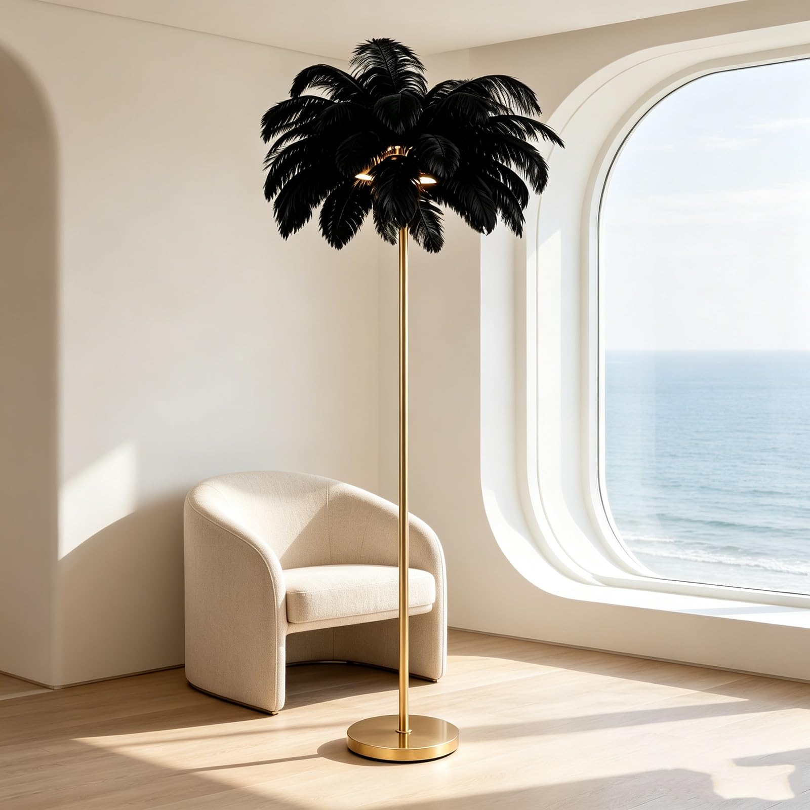 LCNDKF Portable Detachable Feather Floor Lamp