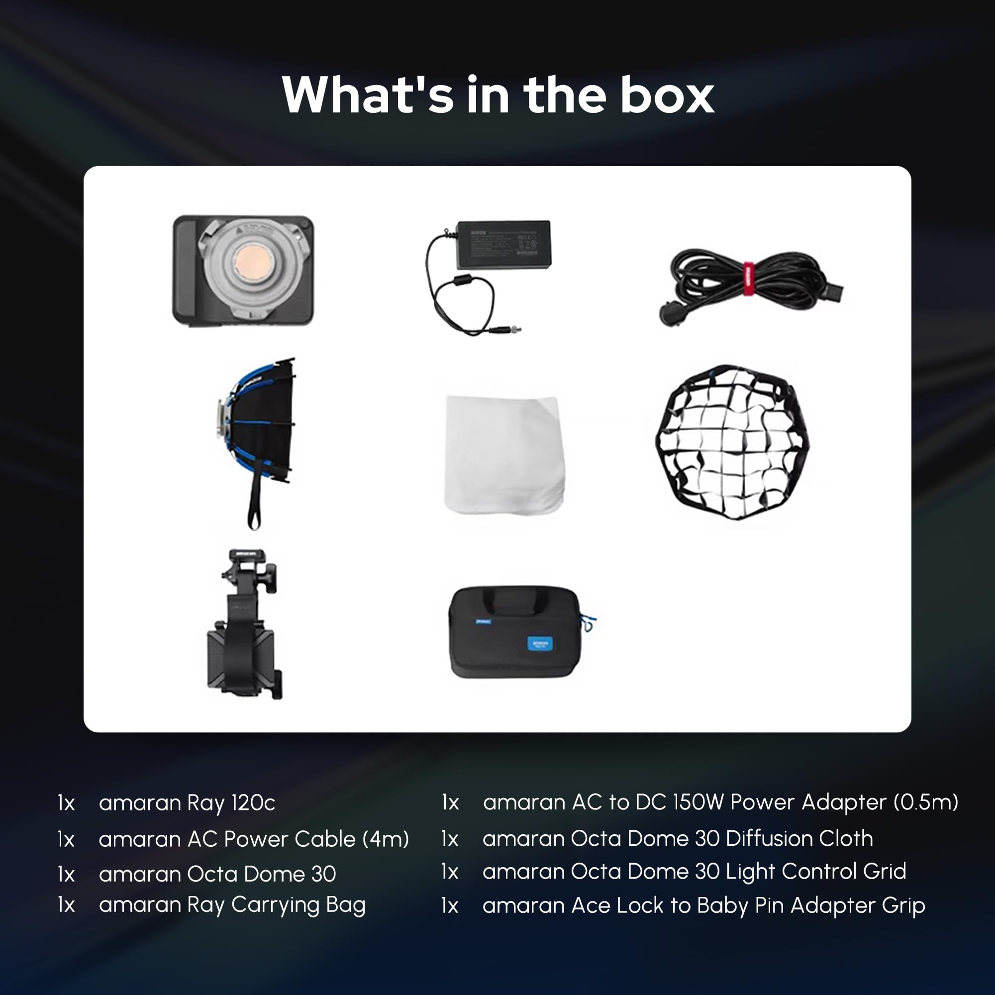 Amaran Ray 120C Lampa Wideo 120 W RGB Z Dołączonym Softboxem Mocowaniem Bowens Ultrakompaktowa Pełnokolorowa Lampa COB Z Obsługą Sterowania Przez Aplikację