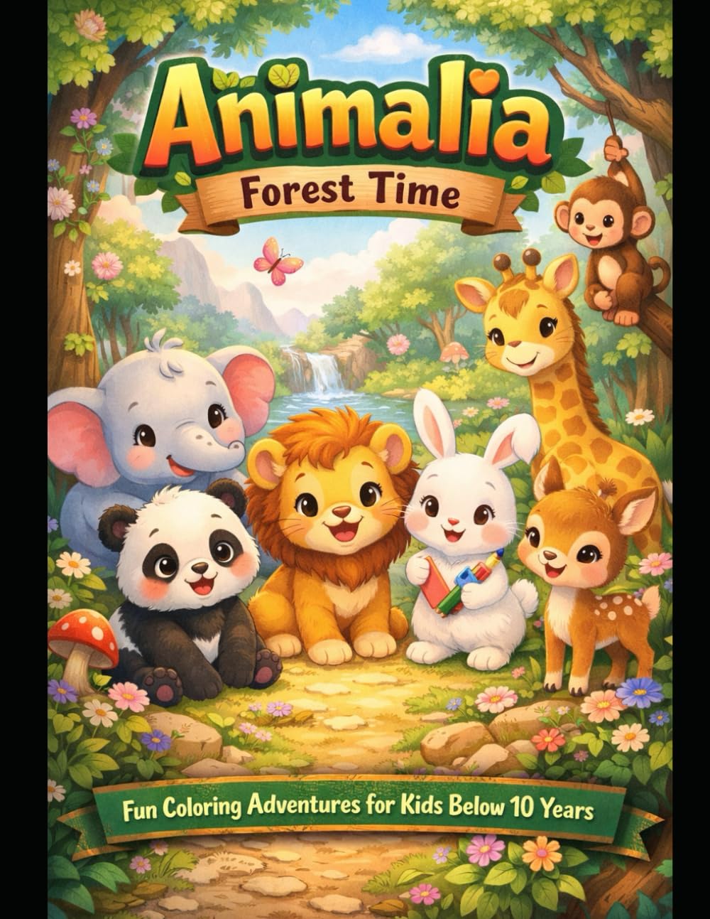 Happy Little Animals: A Fun & Easy Coloring Book for Kids Ages 3–6