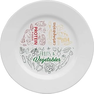 Thorness Bunte Melamin Portionskontrollplatte für Erwachsene zur Förderung einer gesunden Ernährung, Melamin Diätteller visuell unterteilt zum Abnehmen und Abnehmen