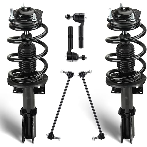 Front Struts Assembly Fit for 07-12 GMC Acadia/08-12 Buick Enclave/07-10 Saturn Outlook/09-12 Chevy Traverse, All Models 3.6L V6 Gas Only, Shock Absorber Kit + Sway Bars & Tie Rod, 6Pcs