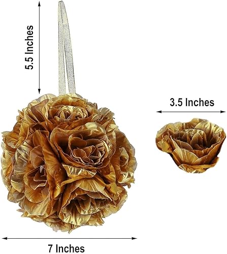 Miniatura 3 de Efavormart - Paquete de 2 bolas de flores negras de 7 pulgadas, bola de seda con pomandro para besar