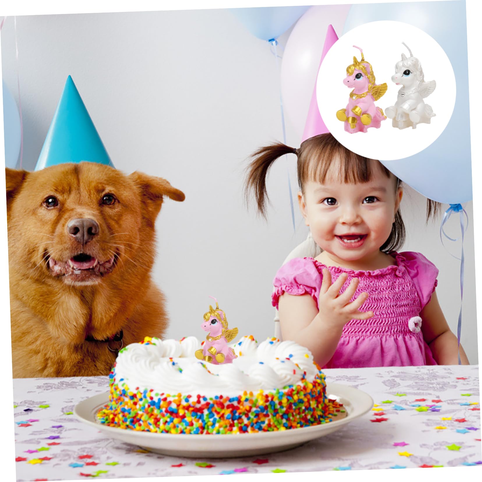 Topper per Torta a Forma di Unicorno, Candele Compleanno Tema Unicorno Decorazioni Torta Tema Cartone Animato Articoli per Feste di Compleanno Bambine (4