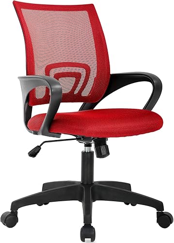 Miniatura 13 de BestOffice Silla de Oficina Ergonómica Silla Giratoria de Escritorio de Respaldo Medio Respaldo y Soporte Lumbar Transpirable Altura Negro