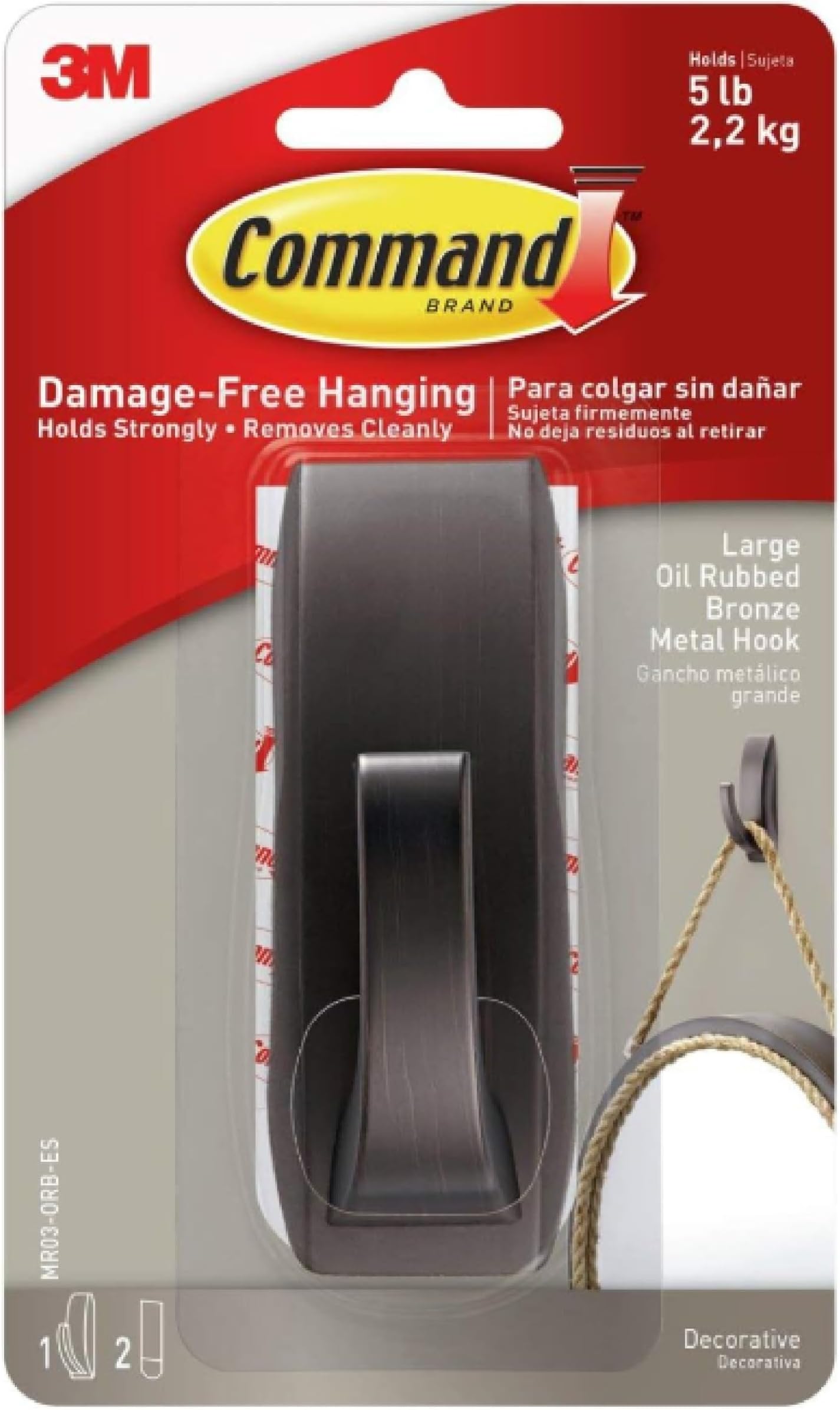 Large Modern Reflections Metal Hook, 5 lb, Oil Rubbed Bronze