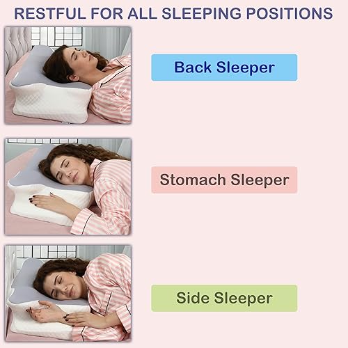 Miniatura 2 de Almohada cervical para el cuello, la mejor almohada ergonómica de espuma viscoelástica sin olor con diseño de contorno para aliviar el dolor en