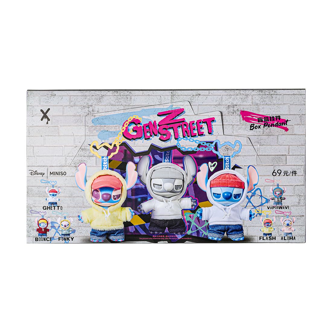 【Zee直筆サイン入り】GENZ STREET スティッチ MINISO MINISO Disney Stitch GenZ Street Collection Vinyl Plush Pendant