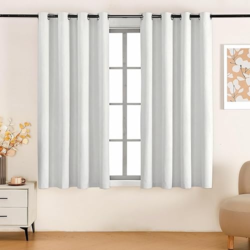 YC WINRRARII Cortinas 100% opacas con ojales para dormitorio de 63 pulgadas de largo, juego de 2 paneles de cortinas de bloqueo, tratamientos de